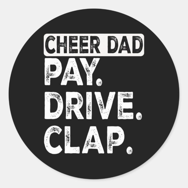 Sticker Rond Clap de voiture Cheer Papa Funny Cheerleader papa  (Devant)