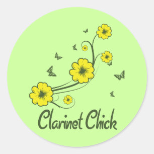 Sticker Rond Clarinet Chick