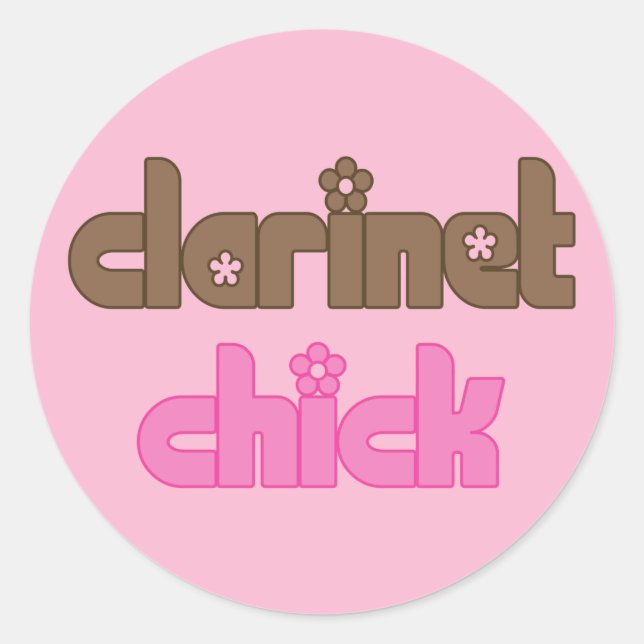 Sticker Rond Clarinet Chick Music Cadeau (Devant)