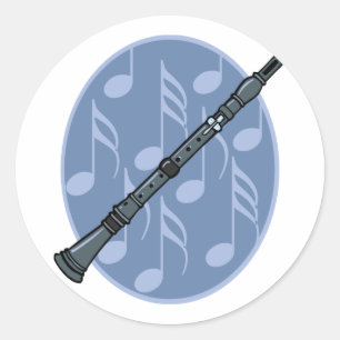 Sticker Rond Clarinet Music Note Cadeau