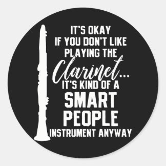 Sticker Rond Clarinet Player Music Instrument drôle