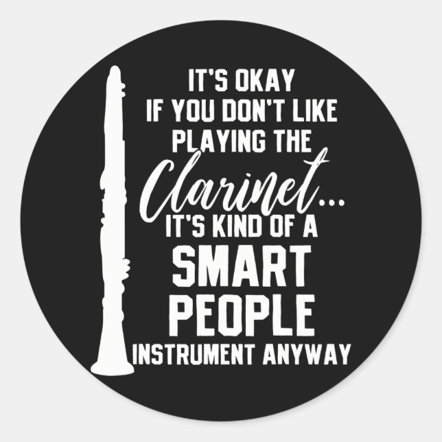 Sticker Rond Clarinet Player Music Instrument drôle (Devant)