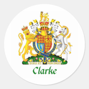 Sticker Rond Clarke "Clarke Coat of Arms" "Clarke Family Crest"