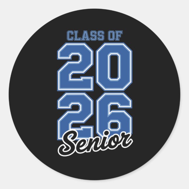 Sticker Rond Class Of 2026 Senior Blue Graduation Graduate (Devant)
