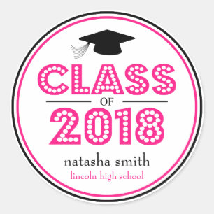 Sticker Rond Classe 2018 de faveur d'obtention du diplôme (ros