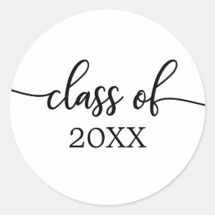 Sticker Rond Classe 2021 Calligraphie Chic Simple