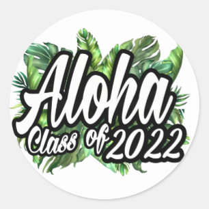 Sticker Rond Classe Aloha Tropical de 2022 Hawaiian Luau Party