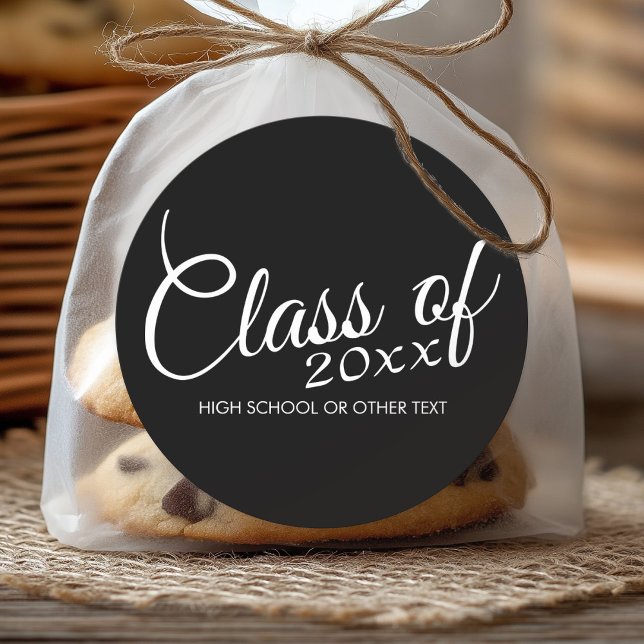 Sticker Rond Classe avec année personnalisée et lycée (Graduation Party Sticker)
