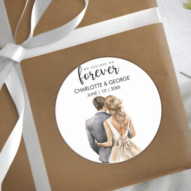 Sticker Rond Classe d'aquarelle arrière de mariée pour un Maria (Créateur téléchargé)