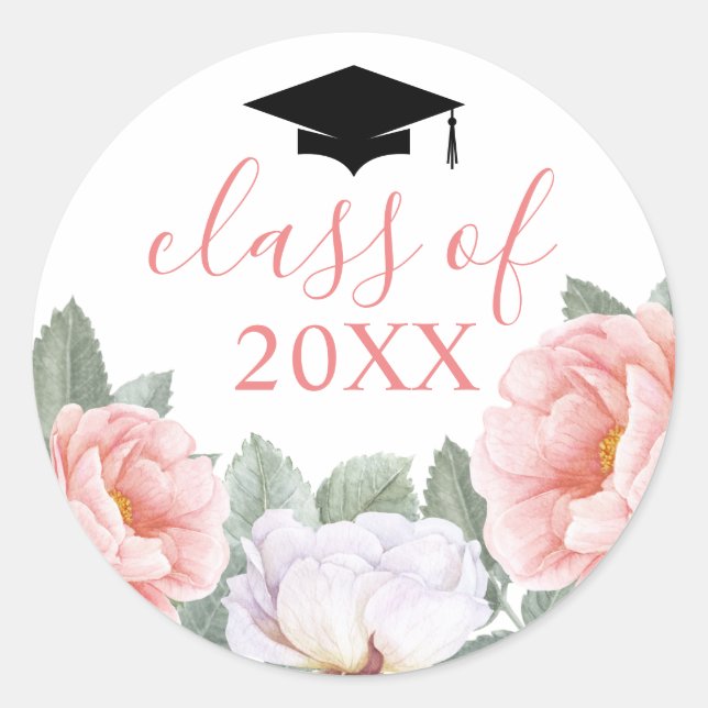 Sticker Rond Classe d'aquarelle rose (Devant)