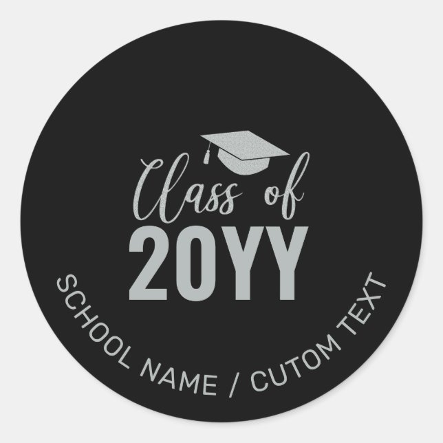 Sticker Rond Classe d'argent simple de 2022 Parti de Graduation (Devant)