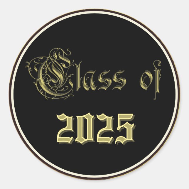 Sticker Rond Classe d'autocollants Gold et Black (Devant)
