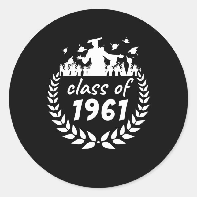 Sticker Rond classe de 1961 graduation ou conception de réunion (Devant)