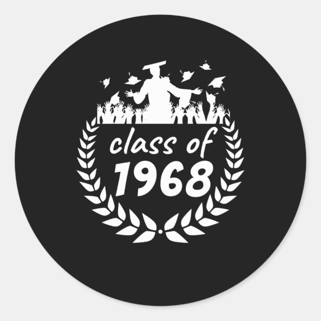 Sticker Rond classe de 1968 diplôme ou dessin de réunion par an (Devant)