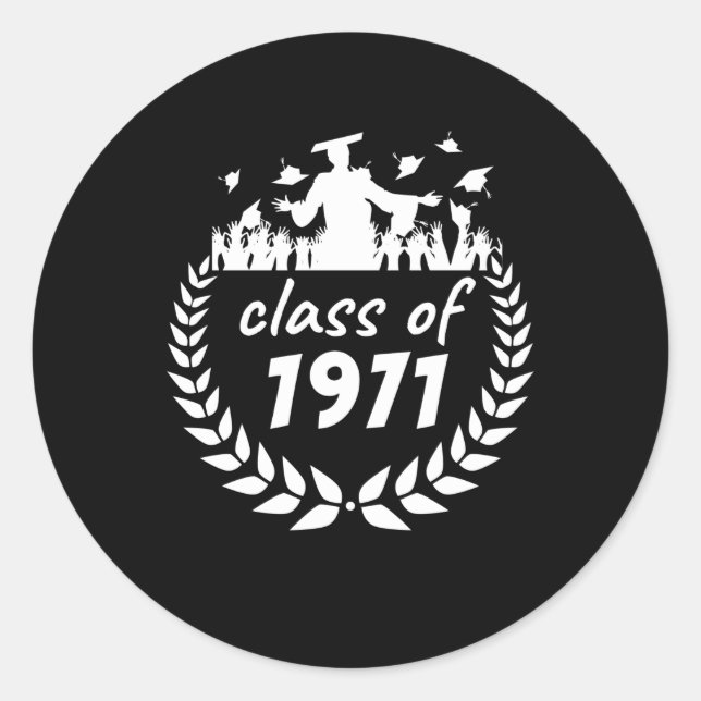 Sticker Rond classe de 1971 graduation ou conception de réunion (Devant)