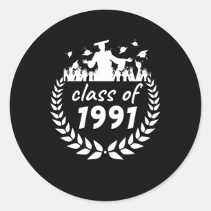 Sticker Rond classe de 1991 diplôme ou reunion design par