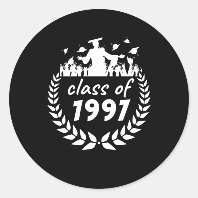 Sticker Rond classe de 1997 diplôme ou dessin de réunion par (Devant)