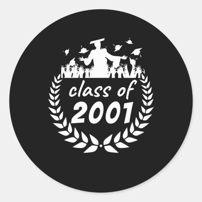 Sticker Rond classe de 2001 graduation ou reunion design par (Devant)