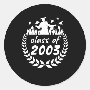 Sticker Rond classe de 2003 graduation ou reunion design par
