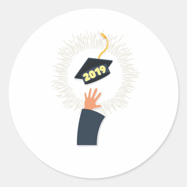 Sticker Rond classe de 2019 diplôme cap, reunion design par (Devant)