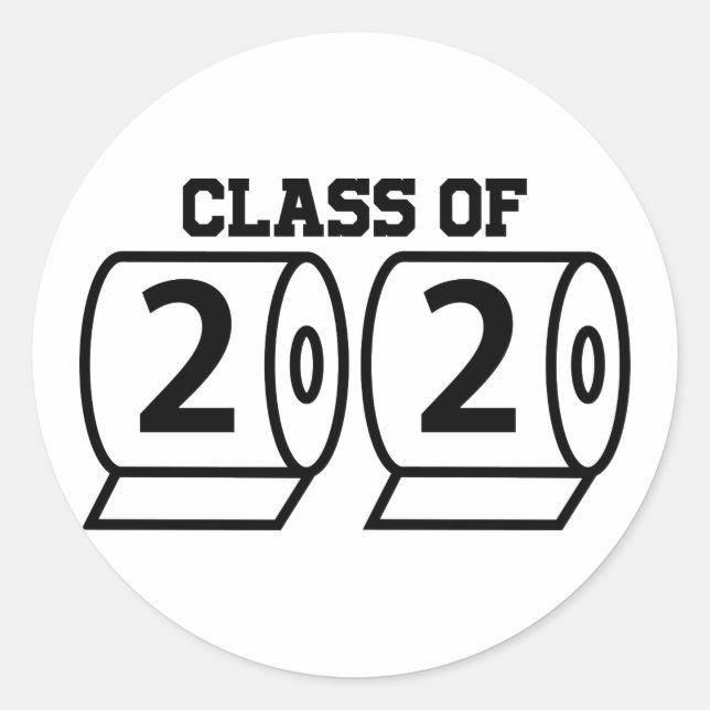Sticker Rond Classe de 2020 Funny Toilet Paper TP graduation (Devant)