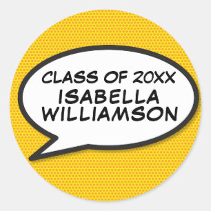Sticker Rond Classe de 2020 Graduation Discours Bubble Fun
