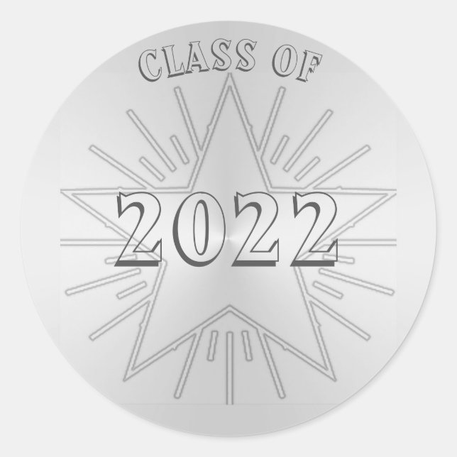 Sticker Rond Classe de 2022 Graduation Day par Janz Silver Star (Devant)