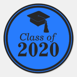 Sticker Rond Classe de 2024 Blue Black Graduation