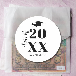 Sticker Rond Classe de 2024 Graduation Popcorn Favoriser de nou