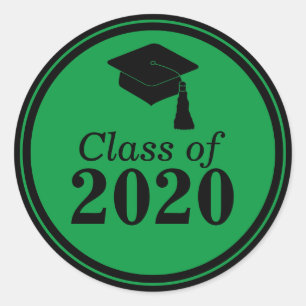 Sticker Rond Classe de 2024 Green Black Graduation