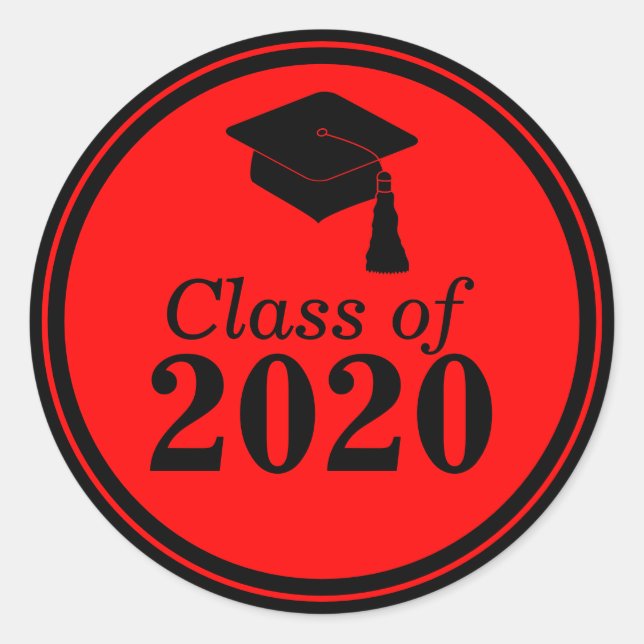 Sticker Rond Classe de 2024 Red Black Graduation (Devant)