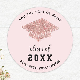 Sticker Rond Classe de 2025 Graduate Light Pink Graduation