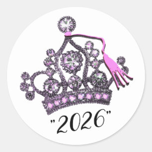 Sticker Rond  «Classe de 2026» Couronne de princesse