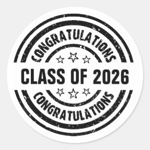 Sticker Rond Classe de 2026 Graduation