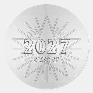 Sticker Rond Classe de 2027 Graduation Day par Janz Silver Star