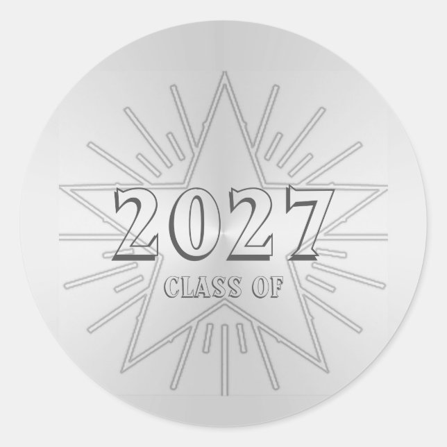 Sticker Rond Classe de 2027 Graduation Day par Janz Silver Star (Devant)