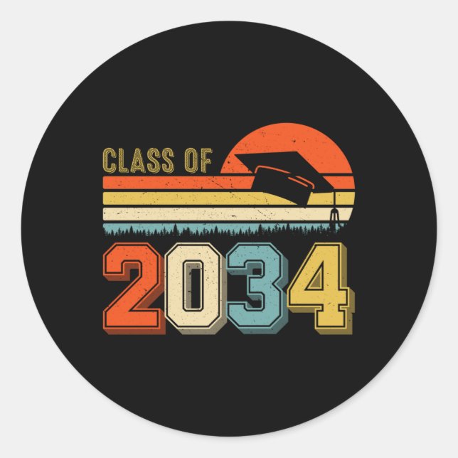 Sticker Rond Classe De 2034 Augmenter Avec Moi Pré-K Graduate V (Devant)