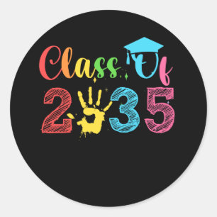Sticker Rond Classe de 2035 Grow With Me Handprint On Back Pre-