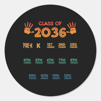 Sticker Rond Classe De 2036 Empreinte Colorée Pré K 12Ème Class