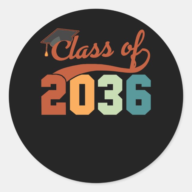 Sticker Rond Classe de 2036 Grow With Me Back to School First D (Devant)