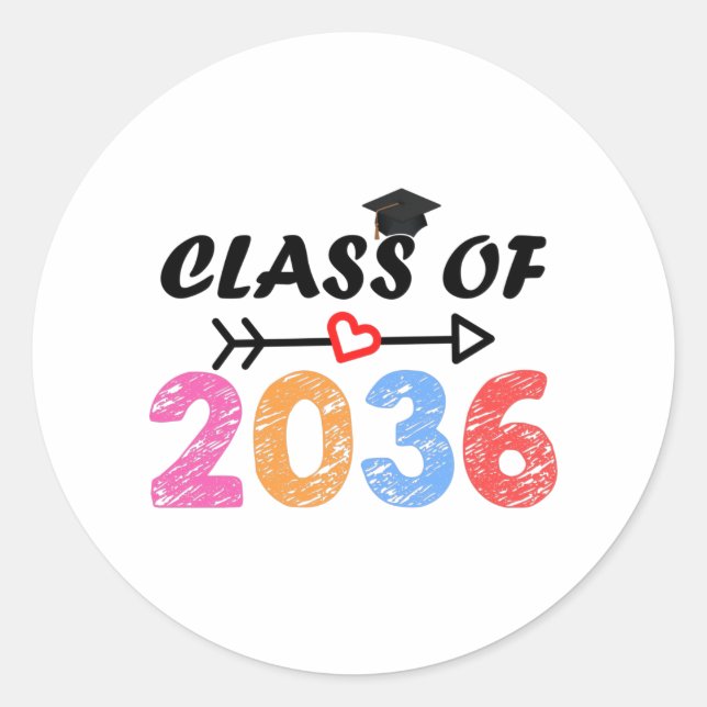 Sticker Rond Classe de 2036 retour à l'école de fin d'études pr (Devant)