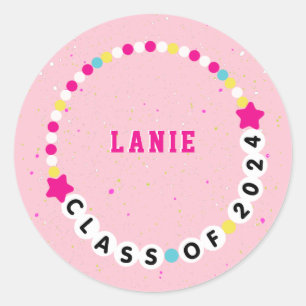 Sticker Rond Classe de Bracelet d'amitié de 2024 Graduation Pin