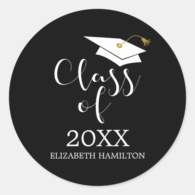 Sticker Rond Classe de calligraphie chic Casquette de 2e année  (Devant)