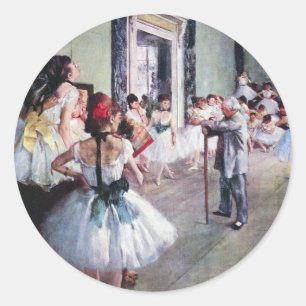 Sticker Rond Classe de danse par Edgar Degas, Ballet Art Vintag