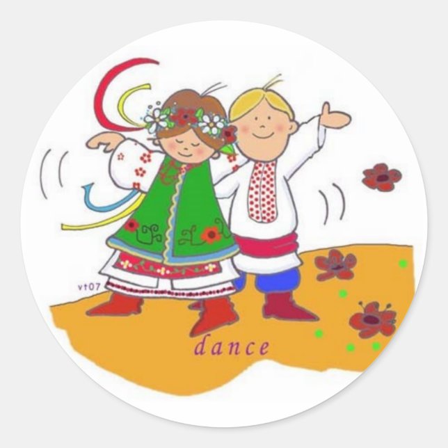 Sticker Rond Classe de danse ukrainienne aujourd'hui ! (Devant)