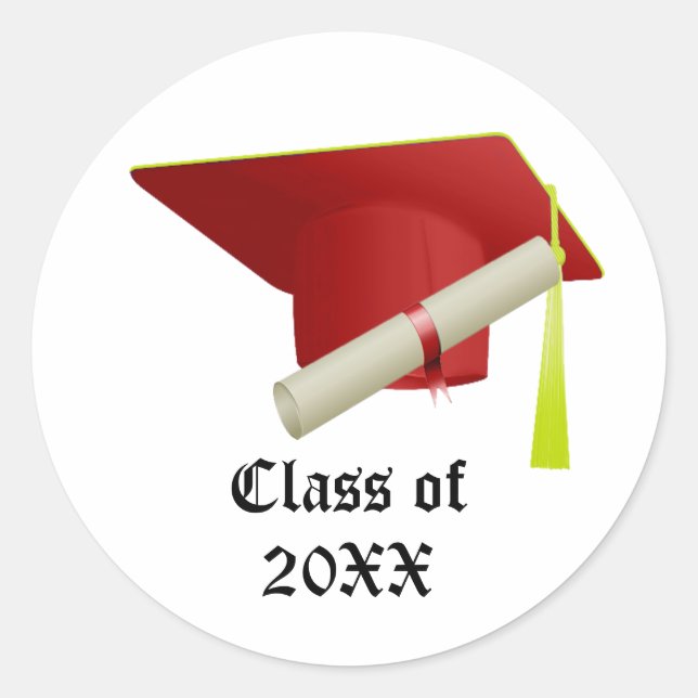 Sticker Rond Classe de diplôme de 20XX Casquette rouge (Devant)