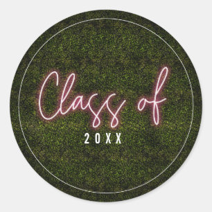 Sticker Rond Classe De Diplôme De Néon Rose