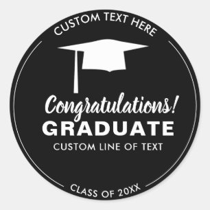 Sticker Rond Classe de fin d'études 20XX Grad Casquette Votre c