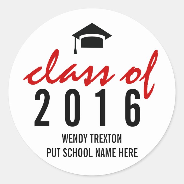 Sticker Rond Classe de graduation 2016 manuscrit moderne (Devant)