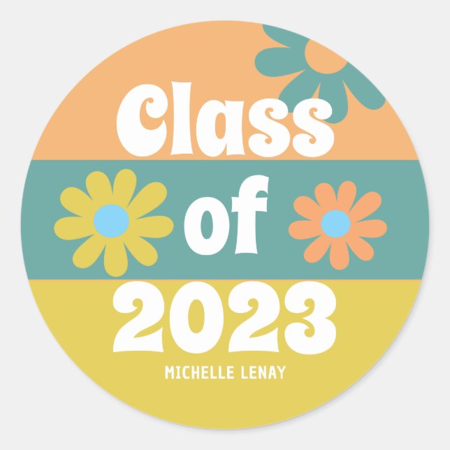 Sticker Rond Classe de Graduation de 2023 pour les marguerites  (Devant)